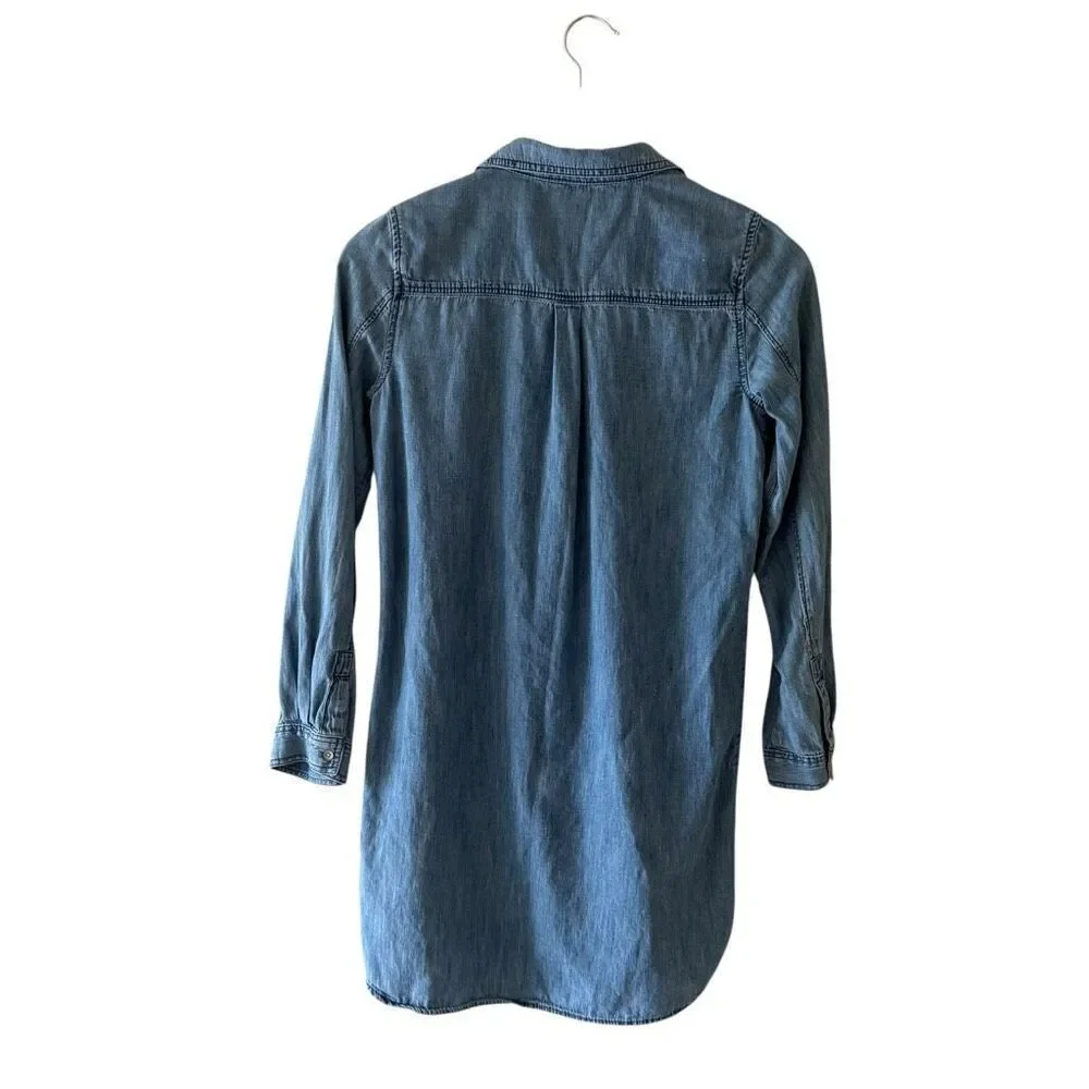 GAP Jean Button Front Long Sleeve Shirt Dress Girls Blue Denim XL (12-13)# 2508